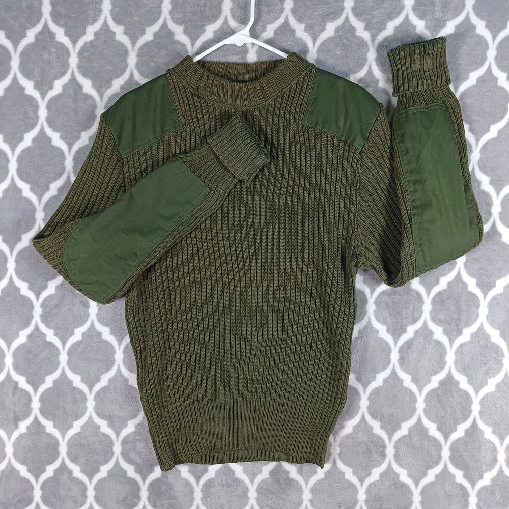 DSCP Valor Sweater Mens 40 Olive Green Wool Military Elbow Patches Commando